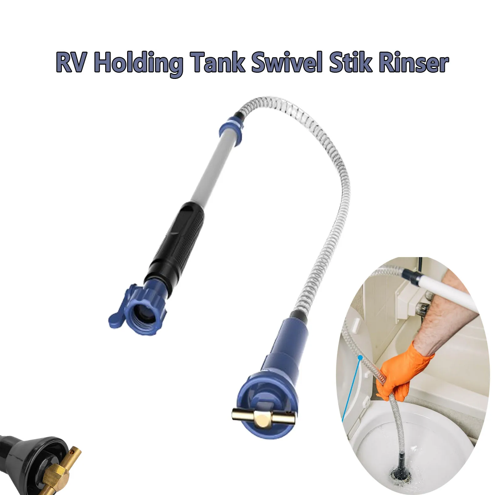 RV Caravan Waste Tank Cleaning Wand, 47" Flexible Rotary Rinser With Powerful Cleaning Action & Shutoff Valve
RV Caravan Waste Tank Cleaning Wand, 47" Flexible Rotary Rinser With Powerful Cleaning Action & Shutoff Valve
