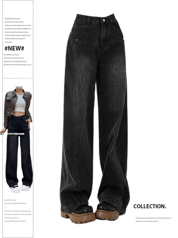 Women's Vintage Black Gothic Jeans Baggy High Waist Denim Trouser Harajuku 90s Aesthetic Korean Y2k Oversize Pants 2000s Clothes
Women's Vintage Black Gothic Jeans Baggy High Waist Denim Trouser Harajuku 90s Aesthetic Korean Y2k Oversize Pants 2000s Clothes