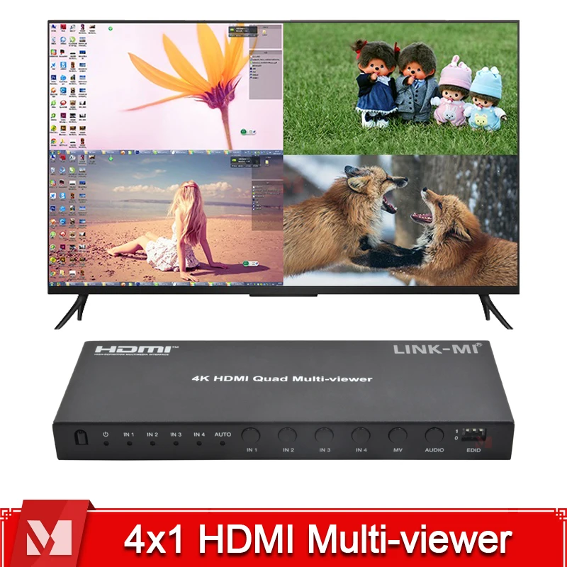 4x1 HDMI 4K@30Hz 10.2Gbps Multi-viewer & Seamless Switcher - 8 Modes(PIP/PBP/Quad), Audio De-embed, EDID, IR/RS-232 Control
4x1 HDMI 4K@30Hz 10.2Gbps Multi-viewer & Seamless Switcher - 8 Modes(PIP/PBP/Quad), Audio De-embed, EDID, IR/RS-232 Control