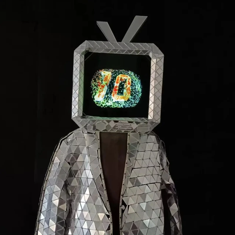 Sliver Mirror TV Helmet Equipped With A Display Screen Single Halloween EadgearHelmet DJ Party Cosplay Disco Club Headwear
Sliver Mirror TV Helmet Equipped With A Display Screen Single Halloween EadgearHelmet DJ Party Cosplay Disco Club Headwear