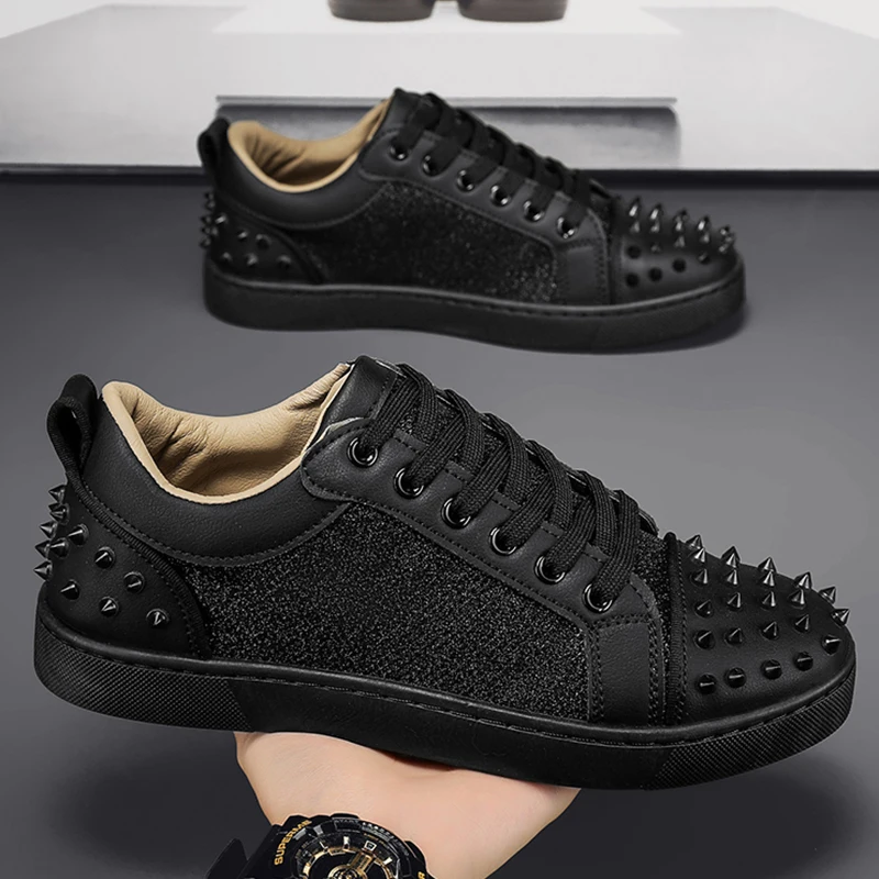 Autumn Men Sneakers Designed Rivet Platform Skateboard Shoes Casual Tennis Sport Shoes Outdoor Comfortable Vulcanized Sneakers
Autumn Men Sneakers Designed Rivet Platform Skateboard Shoes Casual Tennis Sport Shoes Outdoor Comfortable Vulcanized Sneakers
