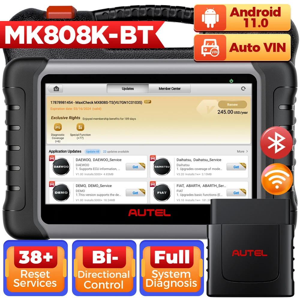 Autel MaxiCOM MK808K-BT сканер OBD2 автомобильный диагностический инструмент кодирование ключей активный тестовый сканер такой же, как MK808BT PRO
Autel MaxiCOM MK808K-BT сканер OBD2 автомобильный диагностический инструмент кодирование ключей активный тестовый сканер такой же, как MK808BT PRO