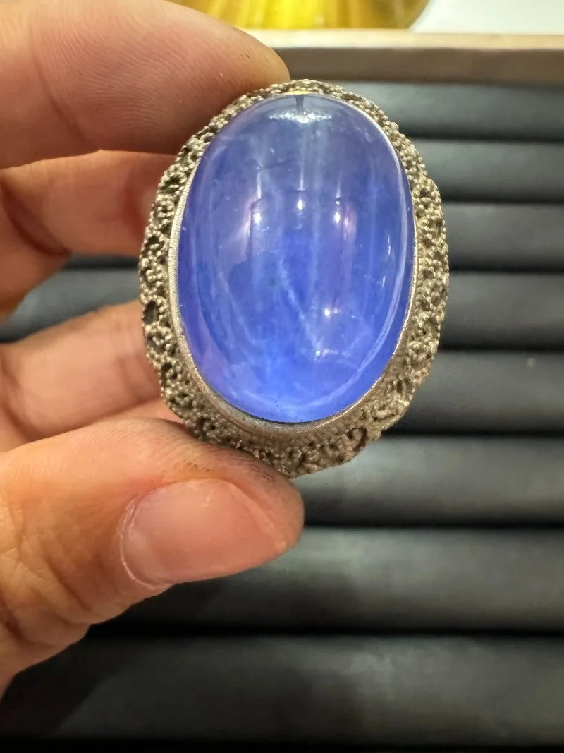 Tibetan Silver Cloisonne Ring, Inlaid Blue Star Sapphire, Retro Ethnic Style, Adjustable Open Band, Unisex Vintage Finger
Tibetan Silver Cloisonne Ring, Inlaid Blue Star Sapphire, Retro Ethnic Style, Adjustable Open Band, Unisex Vintage Finger