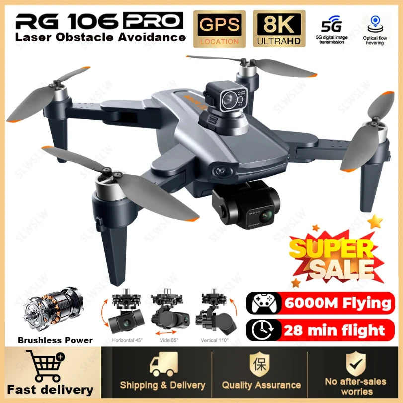 2024 NEW RG106 PRO Drone 8K Professional Dual Camera 5G GPS WIFI HD Dron 3 Axis Gimbal Brushless Motor RC Quadcopter Drones Toy 
2024 NEW RG106 PRO Drone 8K Professional Dual Camera 5G GPS WIFI HD Dron 3 Axis Gimbal Brushless Motor RC Quadcopter Drones Toy