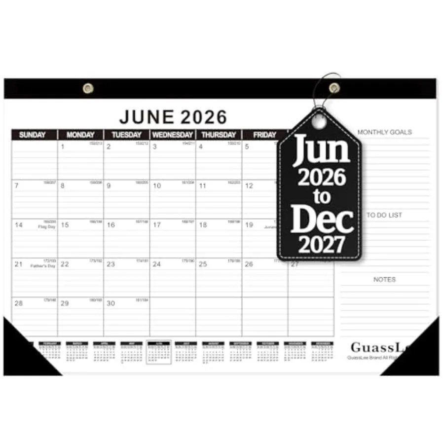 Desk Calendar 2026-2027 Jun. 2026 - Dec. 2027,19 Months Calendar 17" × 11.5" Desktop Planner with Julian Date, Monthly Goals, A
Desk Calendar 2026-2027 Jun. 2026 - Dec. 2027,19 Months Calendar 17" × 11.5" Desktop Planner with Julian Date, Monthly Goals, A