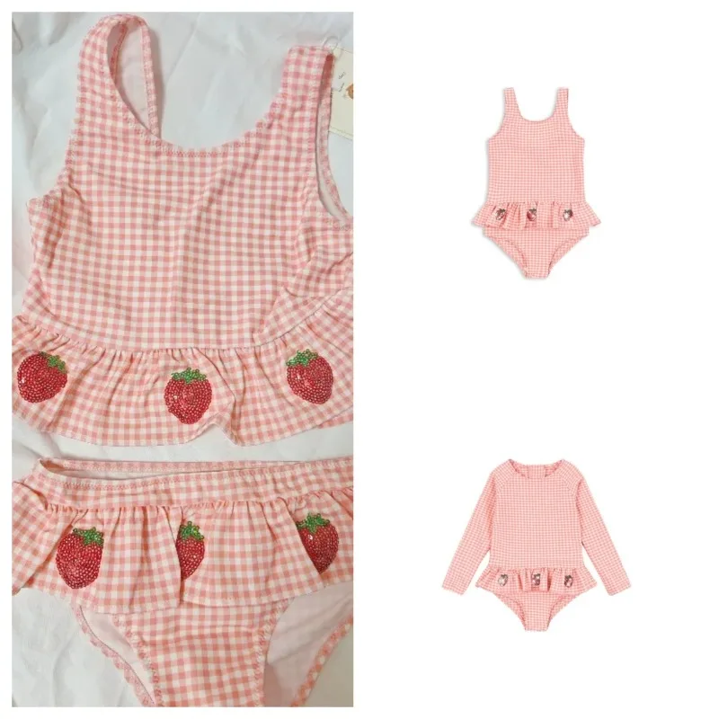 Kids Bathing Suit Beach Swimwear Baby Girl Swimwear Long Sleeve One Piece Swimsuit Strawberry Sequin Plaid Print Girls Swimsuits
Kids Bathing Suit Beach Swimwear Baby Girl Swimwear Long Sleeve One Piece Swimsuit Strawberry Sequin Plaid Print Girls Swimsuits