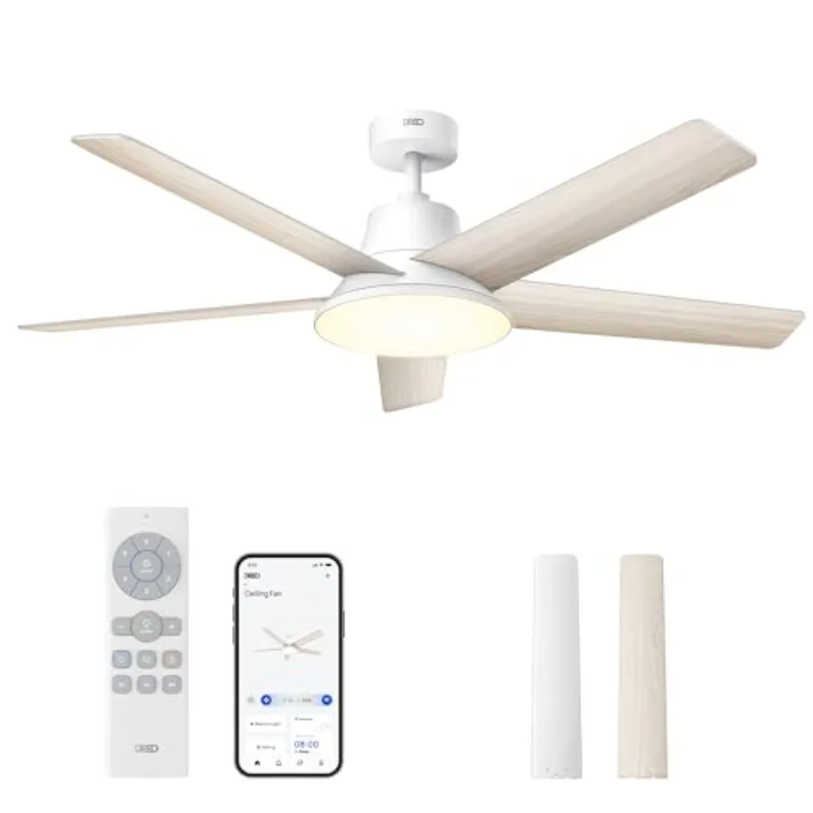 Indoor smart ceiling fan with lights for living room, ABS+metal, white, 12 speeds, stepless color tones, dimmable LED, quiet DC
Indoor smart ceiling fan with lights for living room, ABS+metal, white, 12 speeds, stepless color tones, dimmable LED, quiet DC