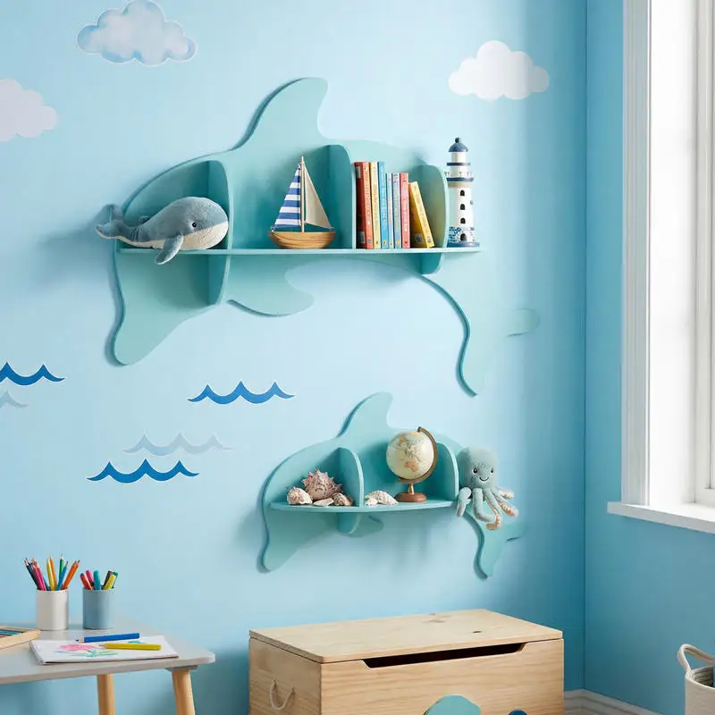 Floating Dolphin Shelves Wall Mounted Storage Display Rack-Blue
Floating Dolphin Shelves Wall Mounted Storage Display Rack-Blue