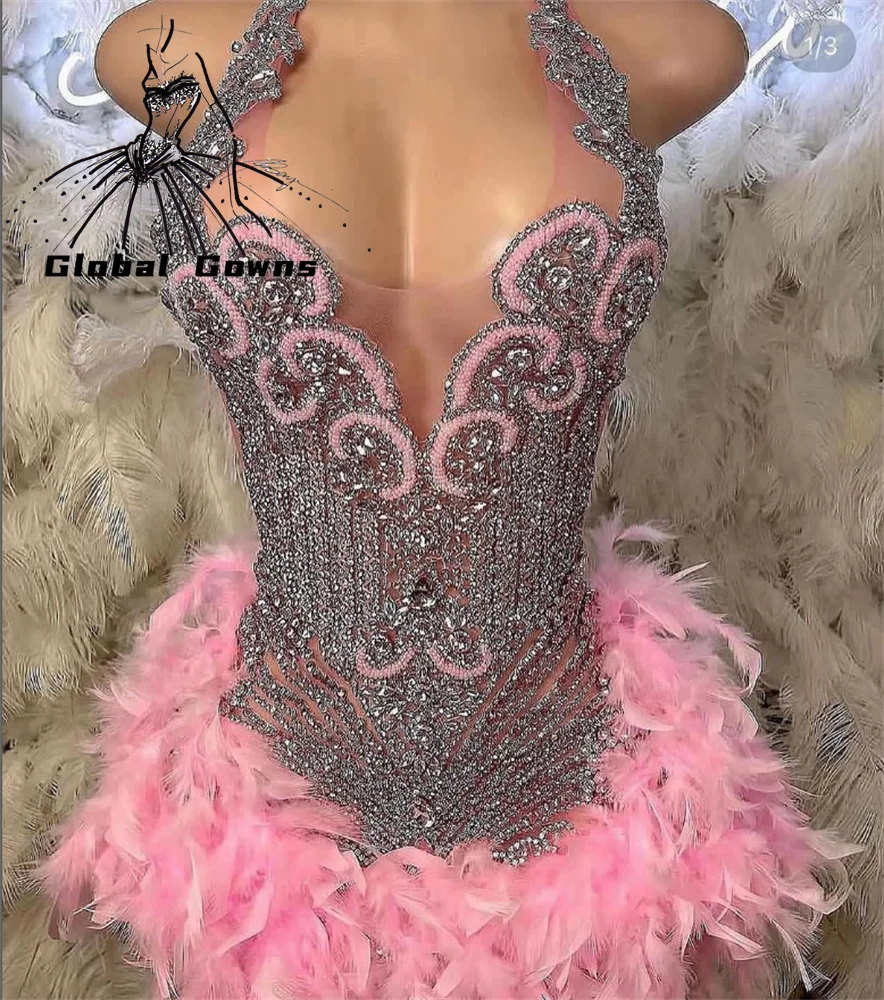 Pink Feathers Short Prom Dresses Black Girls Crystal Beading Birthday Party Dress Luxury 2023 Mini Cocktail Gowns Robe De Bal
Pink Feathers Short Prom Dresses Black Girls Crystal Beading Birthday Party Dress Luxury 2023 Mini Cocktail Gowns Robe De Bal
