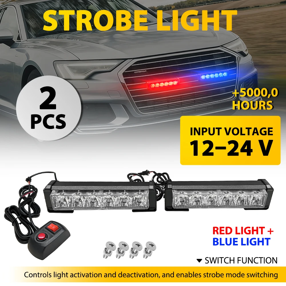 2x Red&Blue Car LED Strobe Flashing Light Beacon Lamp Yellow Amber 6 LED For Truck Tractor Bus Road Vehicles 12-24V Super Bright
2x Red&Blue Car LED Strobe Flashing Light Beacon Lamp Yellow Amber 6 LED For Truck Tractor Bus Road Vehicles 12-24V Super Bright