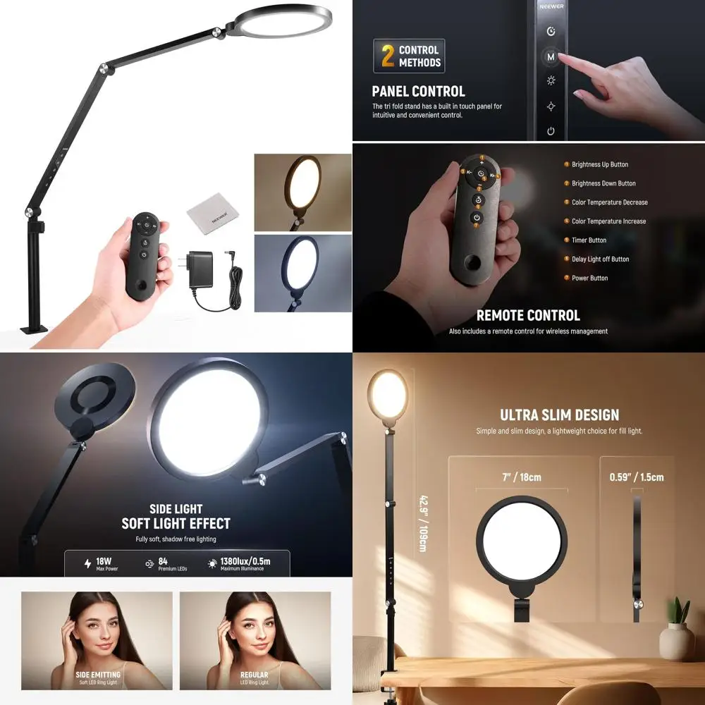 Desk Ring Light Stand with Full Screen LED Circle for Video Conferencing, Streaming, Makeup, Phone, Laptop, Zoom
Desk Ring Light Stand with Full Screen LED Circle for Video Conferencing, Streaming, Makeup, Phone, Laptop, Zoom
