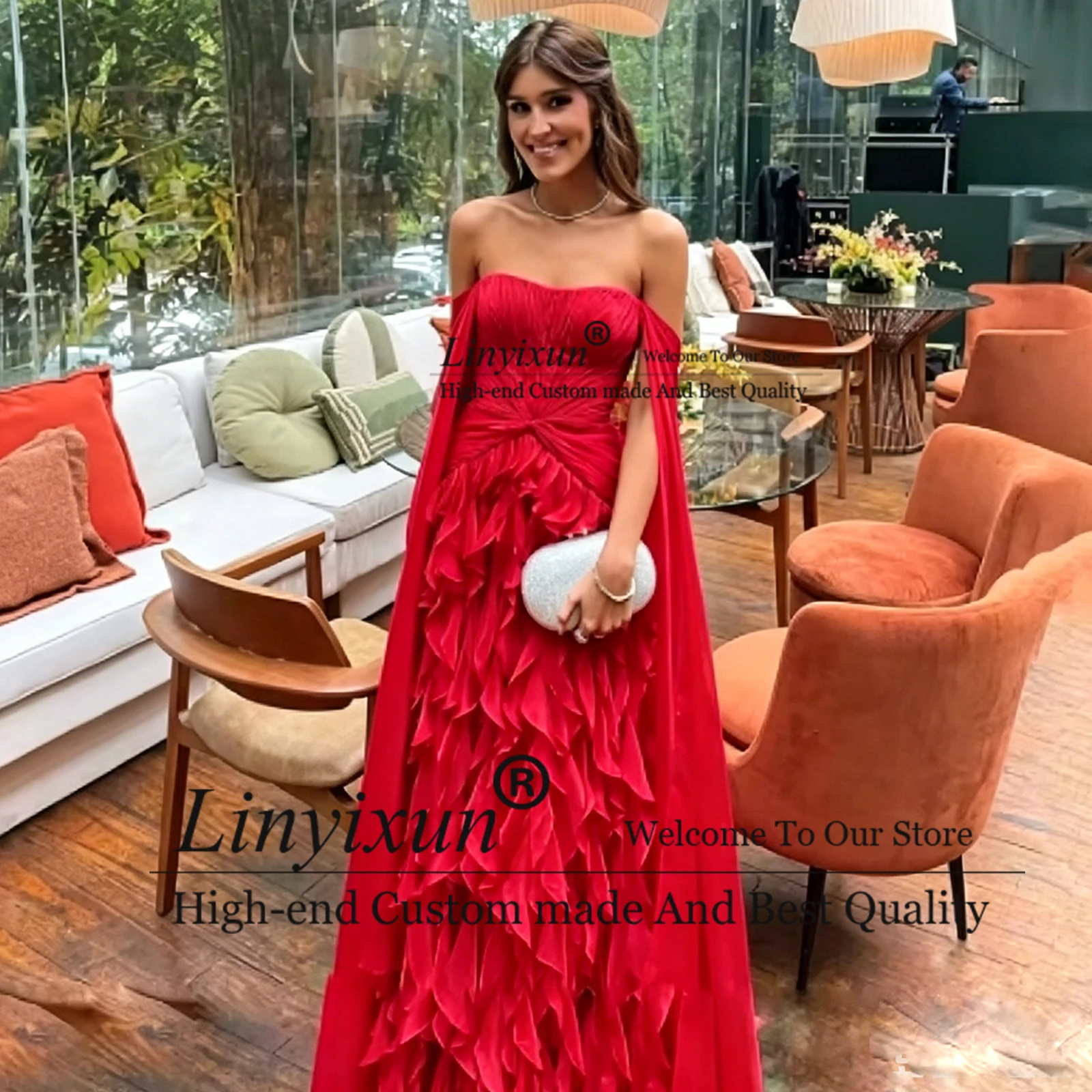 Elegant Strapless Off Shoulder Ruffles Prom Dress Mermaid Wedding Guest Evening Party Gowns Customized vestidos largos fiestaoe
Elegant Strapless Off Shoulder Ruffles Prom Dress Mermaid Wedding Guest Evening Party Gowns Customized vestidos largos fiestaoe