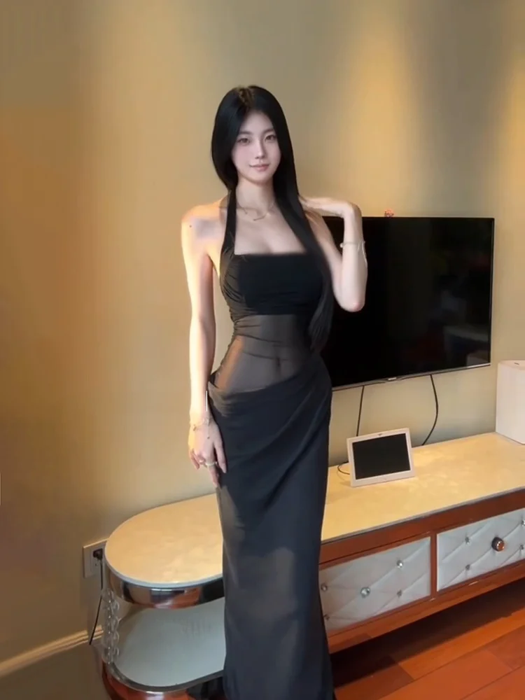 STAZF7 Summer Sexy Spicy Girl Hollow out Mesh Splice Hanging Neck Skirt Women's Pure Desire Holiday Long Dress Commute Style
STAZF7 Summer Sexy Spicy Girl Hollow out Mesh Splice Hanging Neck Skirt Women's Pure Desire Holiday Long Dress Commute Style