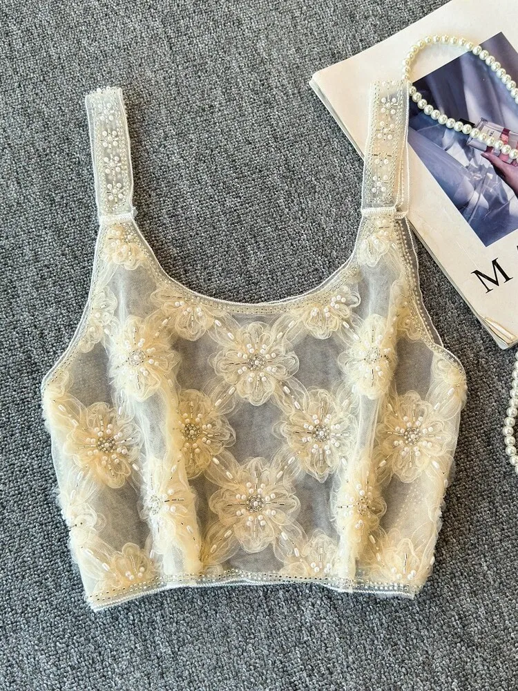 2024 New Glitter Summer Women Tank Top Loose Sleeveless Round Neck Embroidery Camis Floral Lace Beaded Fashion Vest
2024 New Glitter Summer Women Tank Top Loose Sleeveless Round Neck Embroidery Camis Floral Lace Beaded Fashion Vest