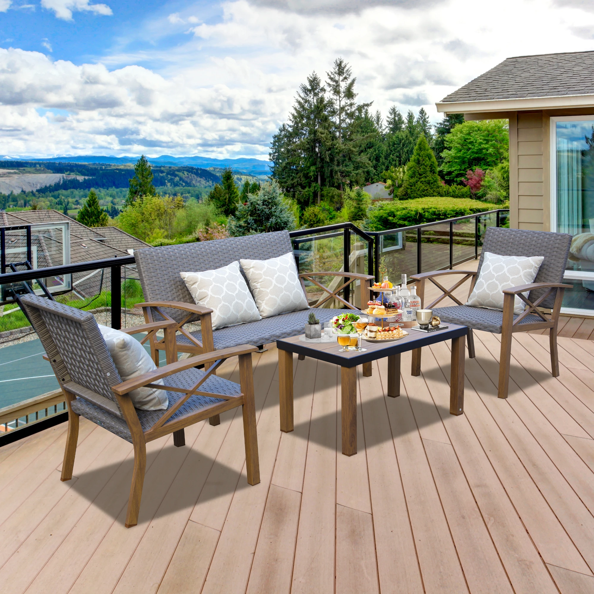 !@Modern Comfortable 4-Piece Brown Aluminum Garden Rocking Chair Outdoor Sectional Sofa Patio Set
!@Modern Comfortable 4-Piece Brown Aluminum Garden Rocking Chair Outdoor Sectional Sofa Patio Set