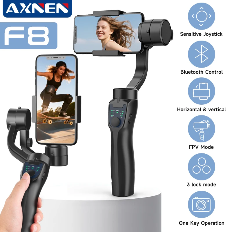 AXNEN F8 Mobile Phone Stabilizer 3 Axis Handheld Gimbal Anti Shake Video Recording Stabilizer for Smartphone Android iPhone Vlog
AXNEN F8 Mobile Phone Stabilizer 3 Axis Handheld Gimbal Anti Shake Video Recording Stabilizer for Smartphone Android iPhone Vlog