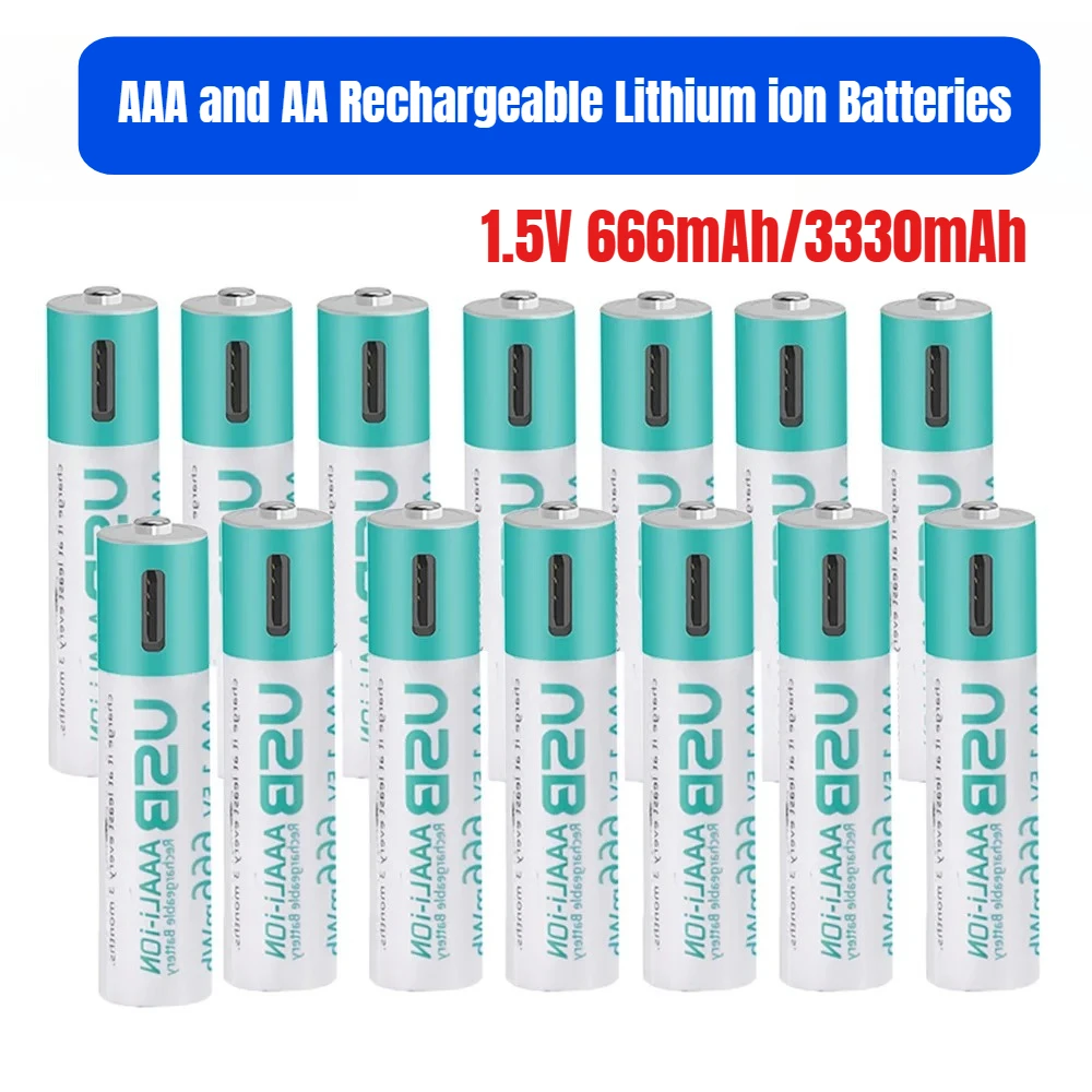 USB 1.5V AAA and AA Rechargeable Lithium ion Batteries 1.5V 3330mAh aa Li-ion Batteries+666mAh 1.5V aaa Li-ion Battery
USB 1.5V AAA and AA Rechargeable Lithium ion Batteries 1.5V 3330mAh aa Li-ion Batteries+666mAh 1.5V aaa Li-ion Battery