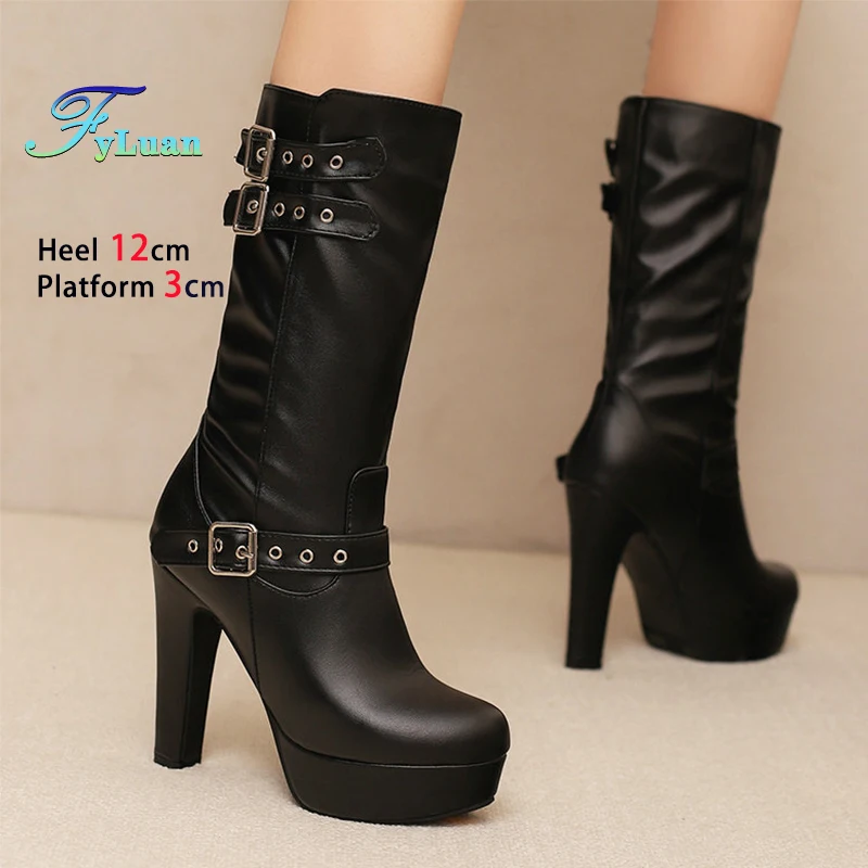 Ботинки на толстом высоком каблуке с круглым носком и пряжкой на ремне, женские ботинки до середины икры на платформе, 12 см, зимняя модная женская обувь, размер 35-46
Ботинки на толстом высоком каблуке с круглым носком и пряжкой на ремне, женские ботинки до середины икры на платформе, 12 см, зимняя модная женская обувь, размер 35-46