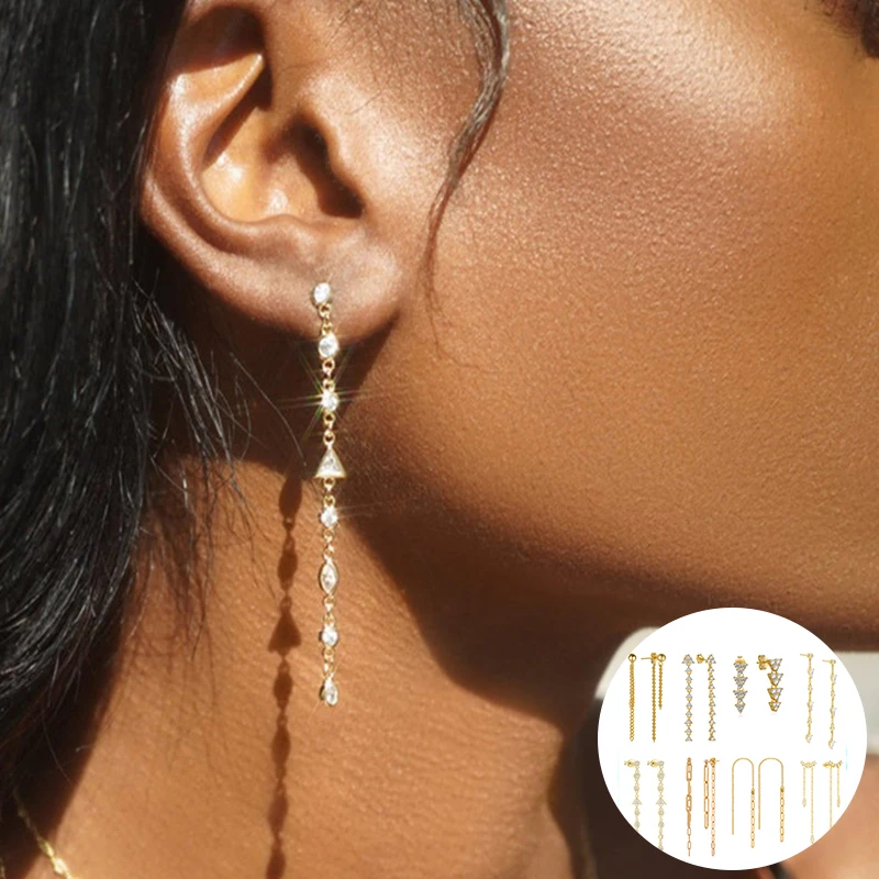 100% 925 Sterling Silver Zircon Geometric Drop Earrings for Women Girl Chain Tassel Design Jewelry Party Gift Dropshipping
100% 925 Sterling Silver Zircon Geometric Drop Earrings for Women Girl Chain Tassel Design Jewelry Party Gift Dropshipping