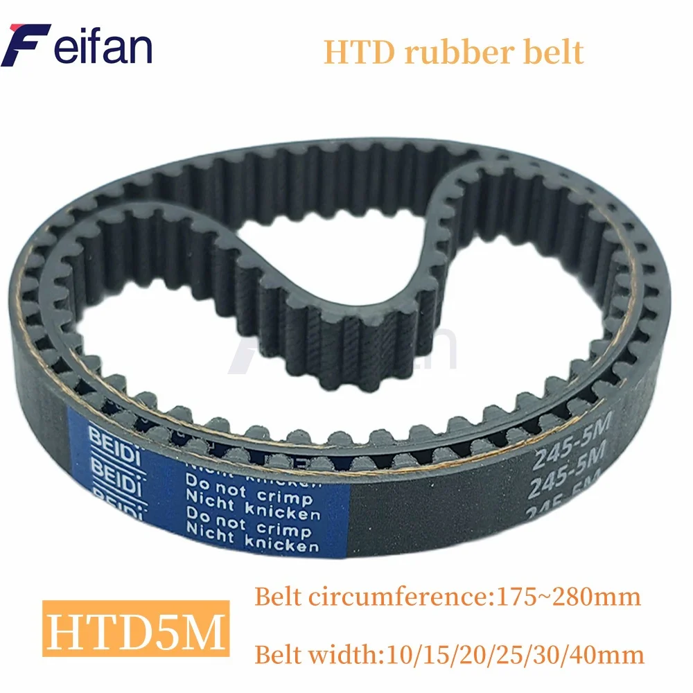 HTD 5M Black Rubber Synchronous Belt, Belt Width 15/20/25/30/40mm, Belt Circumference 175mm~280mm, HTD5M Closed-loop Rubber Belt
HTD 5M Black Rubber Synchronous Belt, Belt Width 15/20/25/30/40mm, Belt Circumference 175mm~280mm, HTD5M Closed-loop Rubber Belt