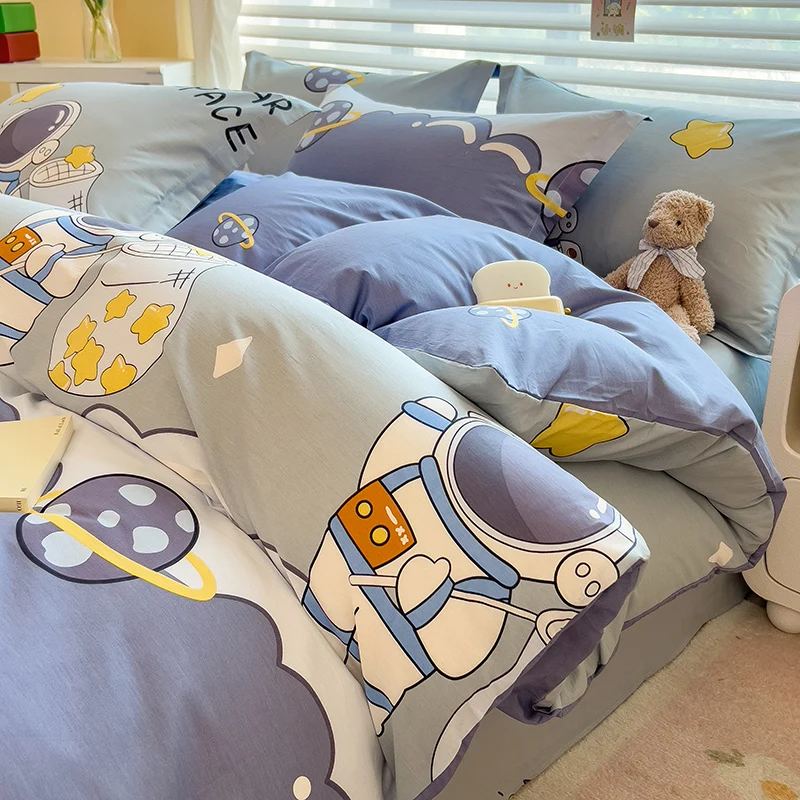 Astronaut Cartoon Duvet Cover Set 3pcs Pure Cotton Queen Size Space Planet Printed Bedding Comforter Covers with Pillow Shams
Astronaut Cartoon Duvet Cover Set 3pcs Pure Cotton Queen Size Space Planet Printed Bedding Comforter Covers with Pillow Shams