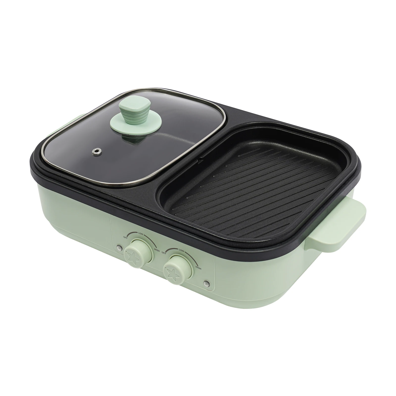 Green Black 2 In 1 Electric Cooking Pot Integrated Hot Pot And Grill Area Food Grade Alloy And Silicone Construction Non stick Coating 1300W Power US Standard Plug Tabletop Multi functional Cookware For 1 To 3 Users
Green Black 2 In 1 Electric Cooking Pot Integrated Hot Pot And Grill Area Food Grade Alloy And Silicone Construction Non stick Coating 1300W Power US Standard Plug Tabletop Multi functional Cookware For 1 To 3 Users