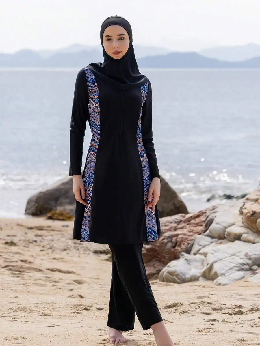 Modest Burkini Swimsuit With Hood Long Sleeve Pants For Women Beach Summer
Modest Burkini Swimsuit With Hood Long Sleeve Pants For Women Beach Summer