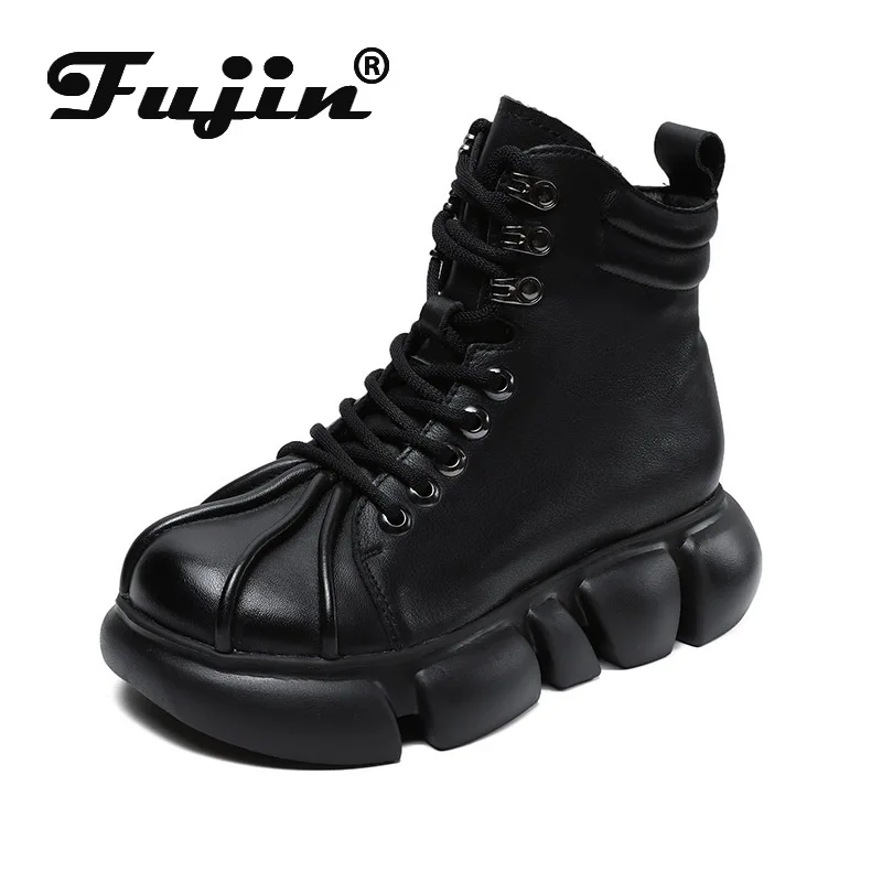Fujin 5cm Chunky Heels Spring Platform Wedge Shoes Genuine Leather Ankle Boots Women Leisure Big Toe Ladies Autumn Comfy Soft
Fujin 5cm Chunky Heels Spring Platform Wedge Shoes Genuine Leather Ankle Boots Women Leisure Big Toe Ladies Autumn Comfy Soft