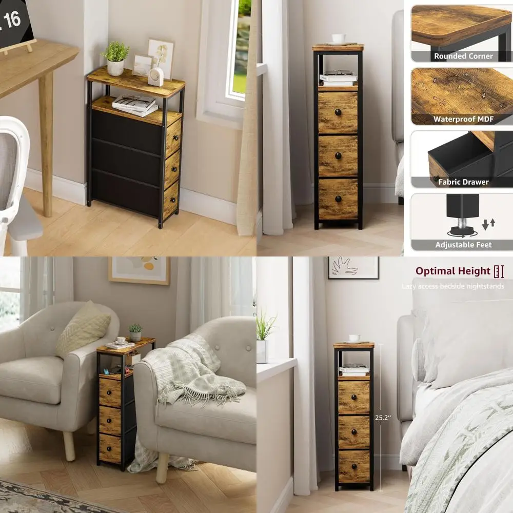 Compact 3-Drawer Nightstand Set for Small Spaces, Farmhouse Style Brown Bedside Table
Compact 3-Drawer Nightstand Set for Small Spaces, Farmhouse Style Brown Bedside Table