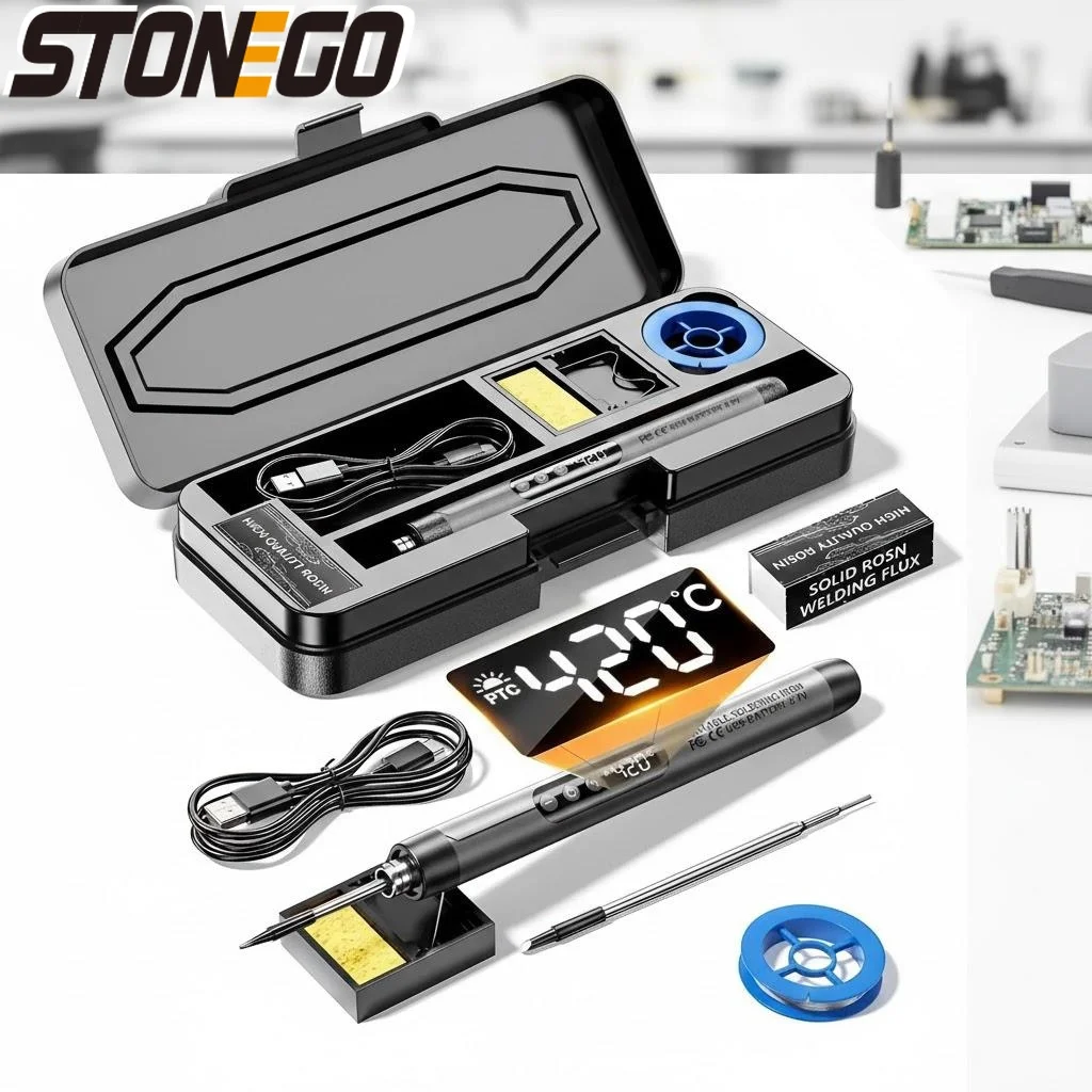 USB Rechargeable Mini Soldering Iron Adjustable Temperature with Accessories Ideal for DIY Projects and Repairs
USB Rechargeable Mini Soldering Iron Adjustable Temperature with Accessories Ideal for DIY Projects and Repairs