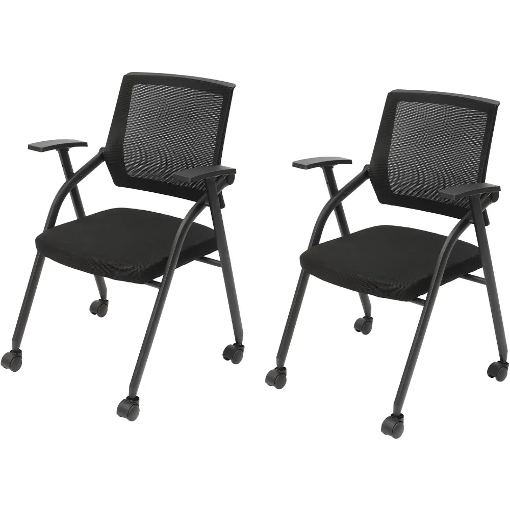 2-pack foldable conference room chairs, stackable & ergonomic design with armrests and wheels, mesh back, for home office desk
2-pack foldable conference room chairs, stackable & ergonomic design with armrests and wheels, mesh back, for home office desk
