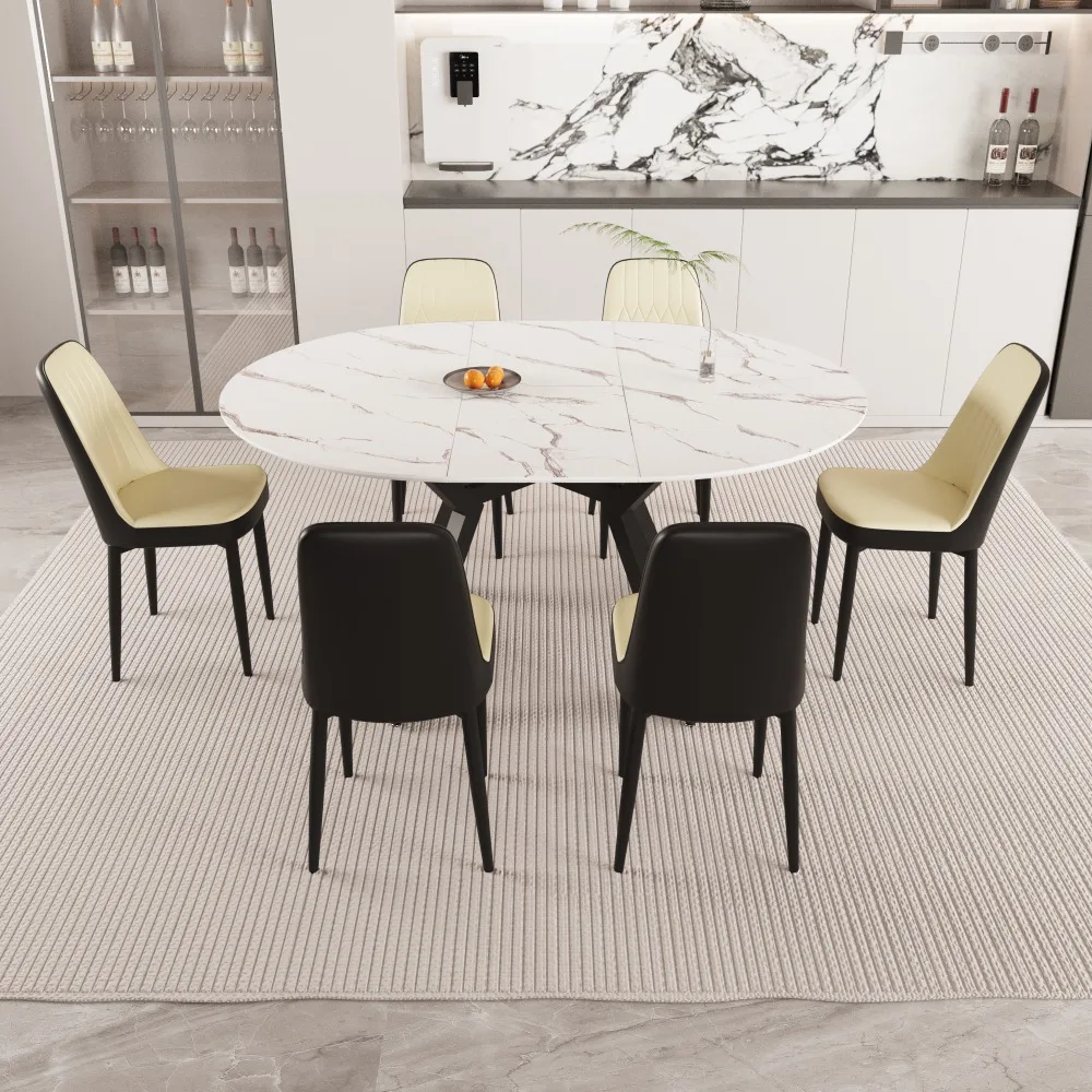 47-63" expandable circular dining tables , equipped with 6 PU fabric thick cushioned, Dining Chairs
47-63" expandable circular dining tables , equipped with 6 PU fabric thick cushioned, Dining Chairs