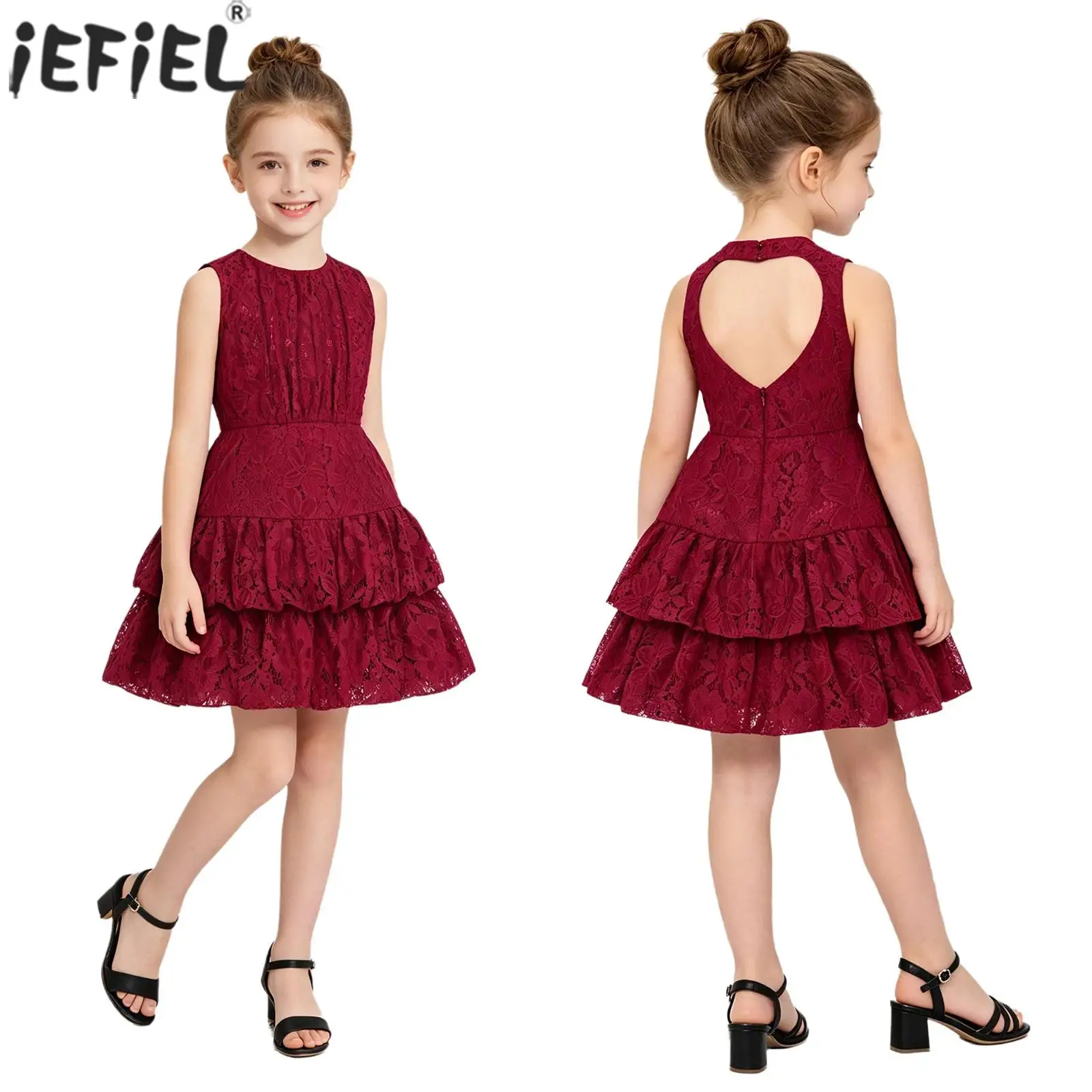 Kids Girls Elegant Floral Lace Party Gown Sleeveless Back Keyhole Puff Tiered Hem Flower Girl Dress for Birthday Wedding Pageant
Kids Girls Elegant Floral Lace Party Gown Sleeveless Back Keyhole Puff Tiered Hem Flower Girl Dress for Birthday Wedding Pageant