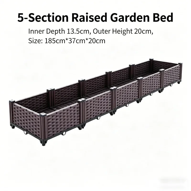 5-Compartment Single Layer Planter Box 185x37x21cm for Vegetables Flowers Herbs - Outdoor Indoor Garden Balcony Patio
5-Compartment Single Layer Planter Box 185x37x21cm for Vegetables Flowers Herbs - Outdoor Indoor Garden Balcony Patio