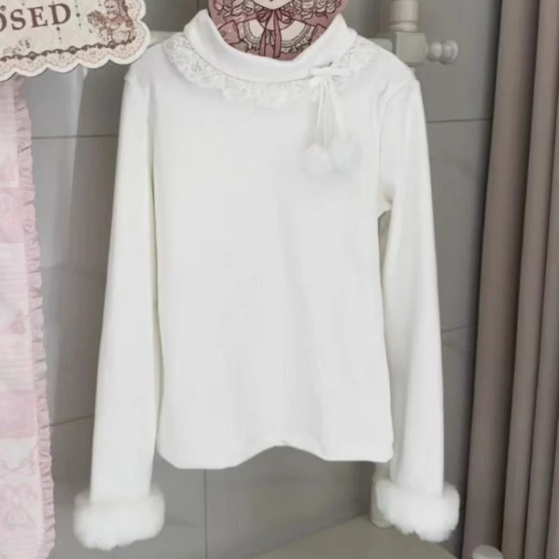 Японская футболка Kawaii Lolita, женская милая кружевная футболка с оборками и круглым вырезом, меховая лоскутная приталенная зимняя футболка Y2k, эстетичный топ с длинными рукавами
Японская футболка Kawaii Lolita, женская милая кружевная футболка с оборками и круглым вырезом, меховая лоскутная приталенная зимняя футболка Y2k, эстетичный топ с длинными рукавами