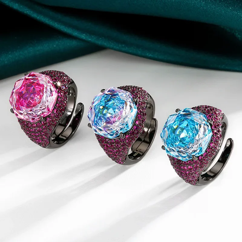Glamorous Multicolor Gemstone Rings for Women 14mm Centerpiece Exquisite Black Plated with Pink Accents Trendy Fashion Jewelry
Glamorous Multicolor Gemstone Rings for Women 14mm Centerpiece Exquisite Black Plated with Pink Accents Trendy Fashion Jewelry