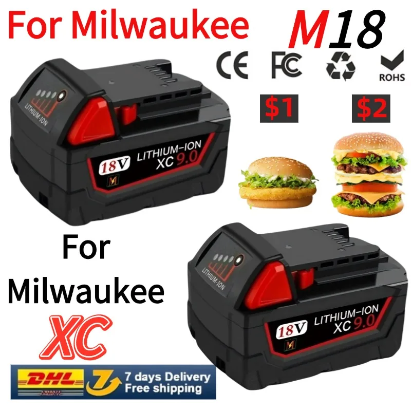 For Milwaukee M18 18V 9000mAh 18650 Lithium Replacement Battery For Milwaukee 48-11-1860 48-11-1850 48-11-1840 Tool Battery
For Milwaukee M18 18V 9000mAh 18650 Lithium Replacement Battery For Milwaukee 48-11-1860 48-11-1850 48-11-1840 Tool Battery
