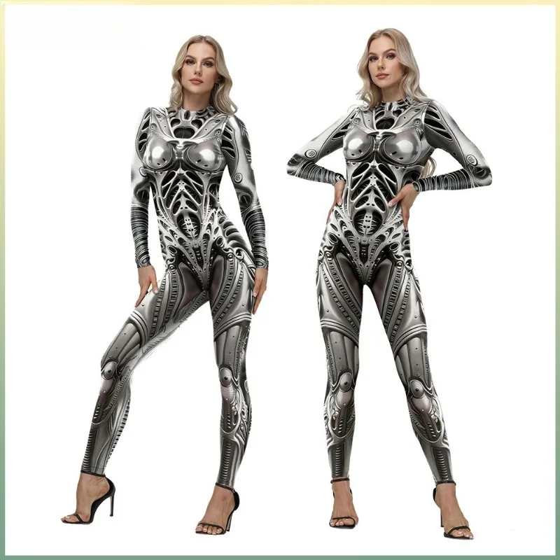 Halloween Cosplay Costume Silver Grey Robot Armor Printed Digital Bodysuit Performance Party Role Playing Outfits for Women
Halloween Cosplay Costume Silver Grey Robot Armor Printed Digital Bodysuit Performance Party Role Playing Outfits for Women