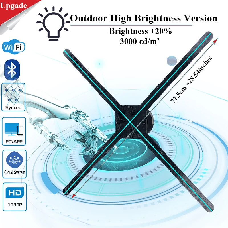 Upgraded 3d Hologram New M7 75cm 3d Hologram Led Fan Hologrphic Light Advertising Displayer
Upgraded 3d Hologram New M7 75cm 3d Hologram Led Fan Hologrphic Light Advertising Displayer