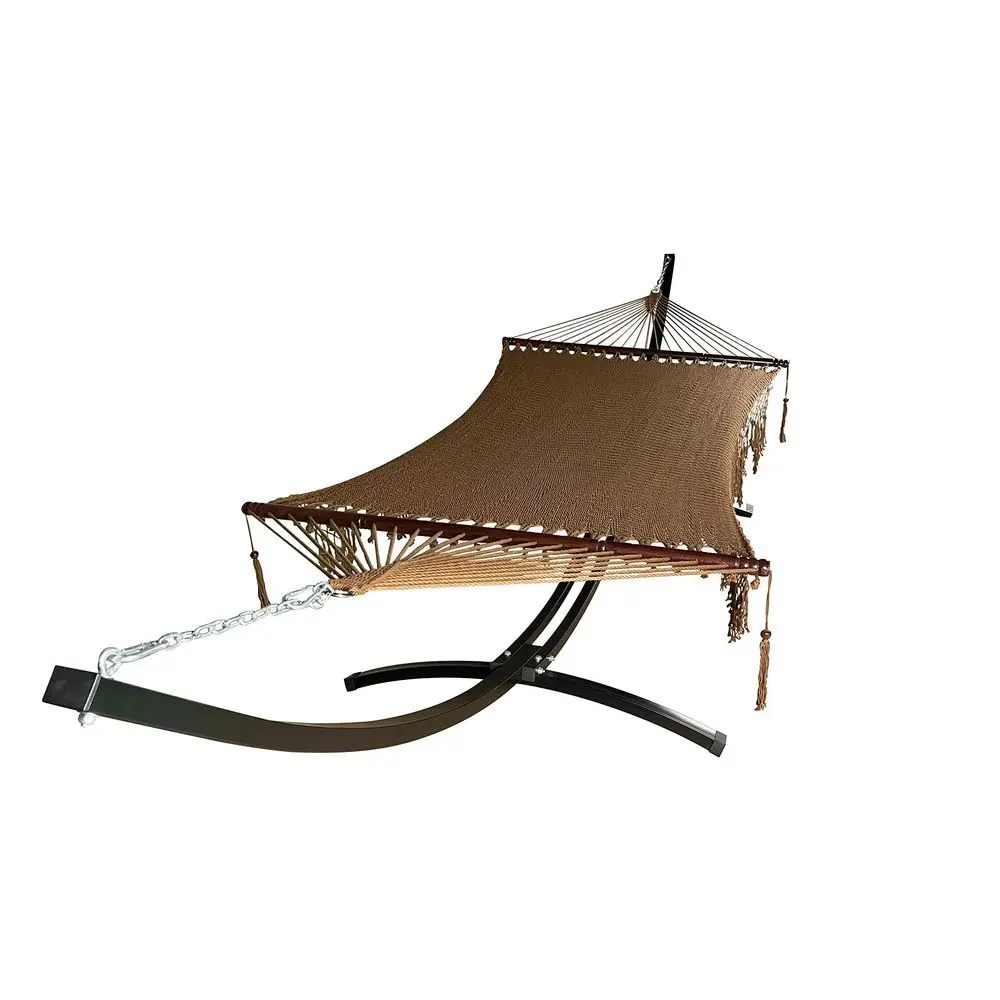 Ft. Indoor Outdoor Heavy Duty Black Steel Arc Hammock Stand Deluxe Hand Woven 2 Person Brown Bohemian Chic Rope Hammock Bed. 45
Ft. Indoor Outdoor Heavy Duty Black Steel Arc Hammock Stand Deluxe Hand Woven 2 Person Brown Bohemian Chic Rope Hammock Bed. 45