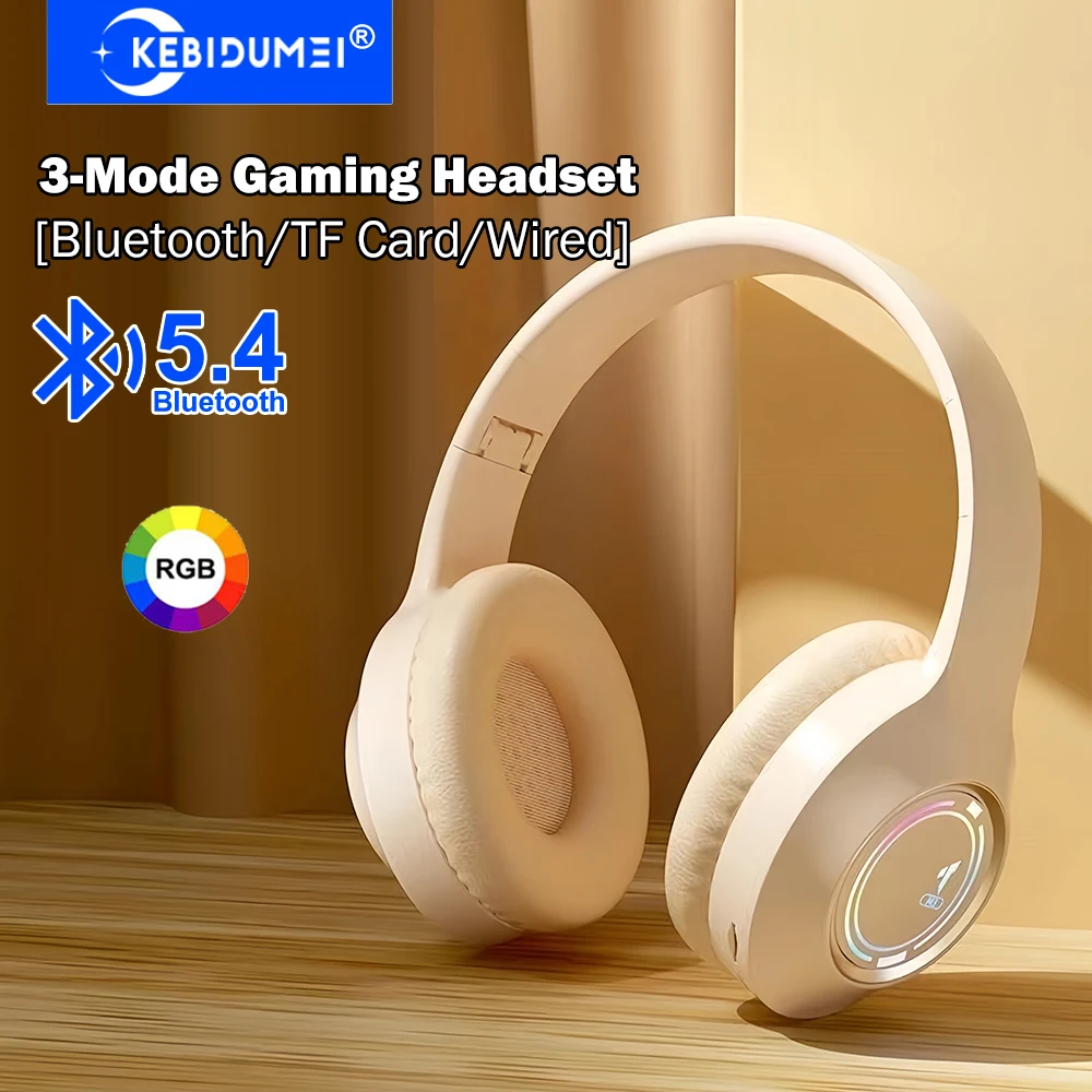 KEBIDUMEI RGB Over-Ear Gaming Headphones Bluetooth 5.4 3.5mm Wired TF Card Tri-mode Earphones HiFi Stereo Wireless Headsets
KEBIDUMEI RGB Over-Ear Gaming Headphones Bluetooth 5.4 3.5mm Wired TF Card Tri-mode Earphones HiFi Stereo Wireless Headsets