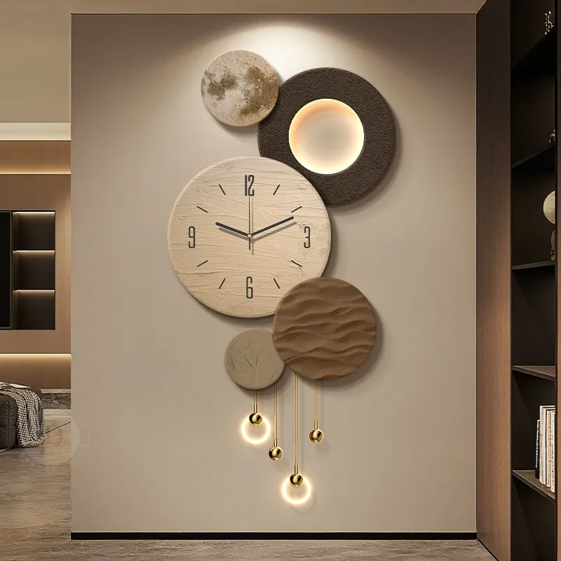 Luxury Entrance Hall LED Wall Clock Belt Moon Mute Digital Clock Corridor High-end 3D Sandstone Wall Light Hang Clock Home Decor
Luxury Entrance Hall LED Wall Clock Belt Moon Mute Digital Clock Corridor High-end 3D Sandstone Wall Light Hang Clock Home Decor