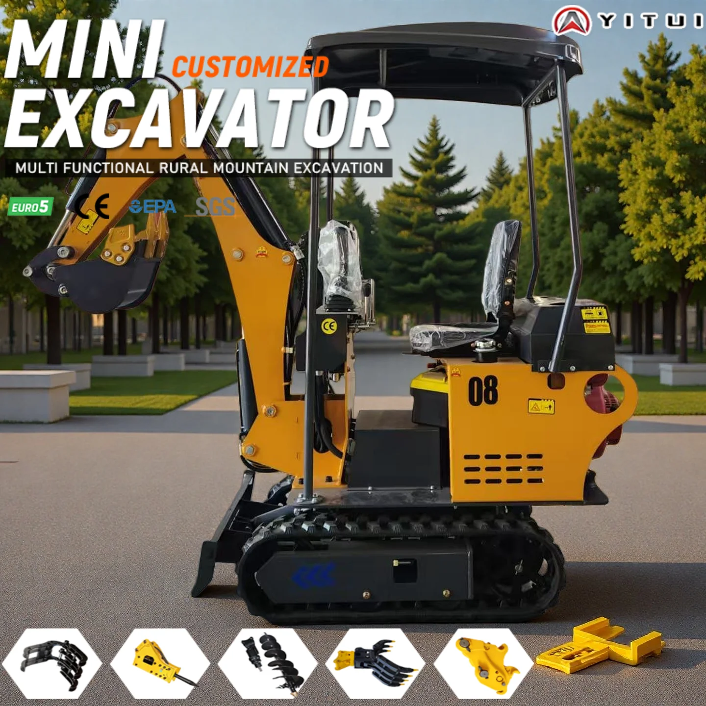 Customized 0.8 Ton Yellow Mini Excavator Hydraulic Crawler Digger CE Certified Compact Crawler Digger for Garden & Farm
Customized 0.8 Ton Yellow Mini Excavator Hydraulic Crawler Digger CE Certified Compact Crawler Digger for Garden & Farm