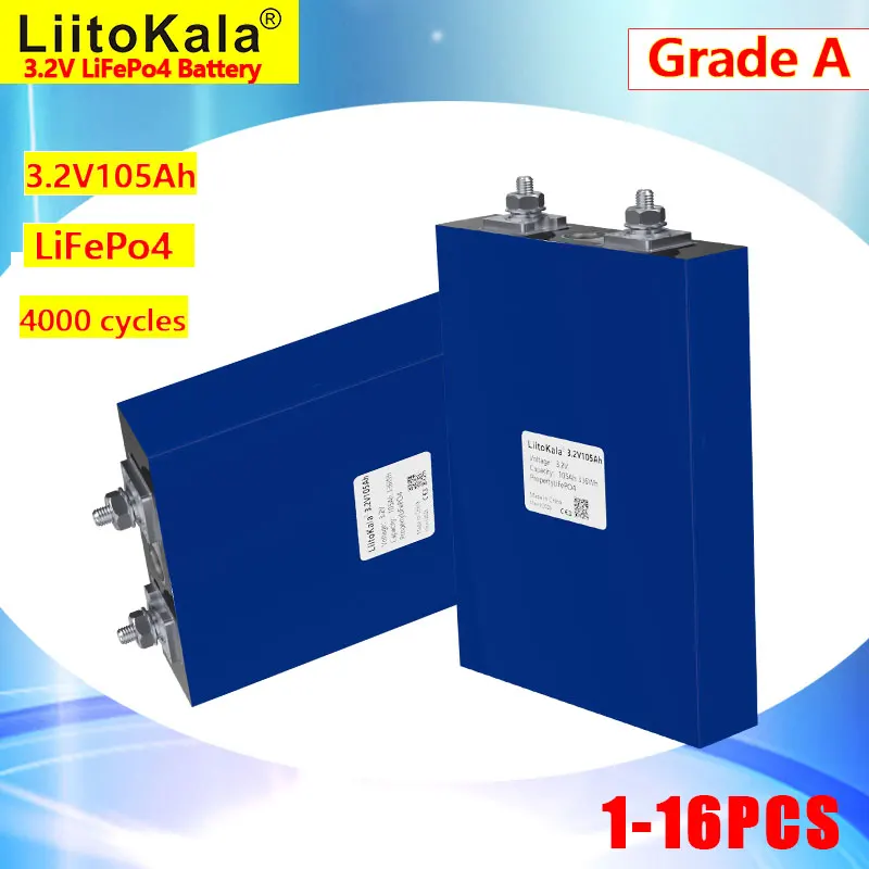 LiitoKala LF105 3.2V 105Ah LiFePO4 Prismatic Battery Cell 4000 Cycles High Capacity Rechargeable Lithium Iron Phosphate Battery
LiitoKala LF105 3.2V 105Ah LiFePO4 Prismatic Battery Cell 4000 Cycles High Capacity Rechargeable Lithium Iron Phosphate Battery
