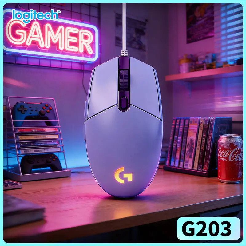 Logitech G203 Wired Gaming Mouse RGB Backlight 8000 DPI 6 Buttons 1ms Response 2.1m Cable Tangle-Free Design
Logitech G203 Wired Gaming Mouse RGB Backlight 8000 DPI 6 Buttons 1ms Response 2.1m Cable Tangle-Free Design