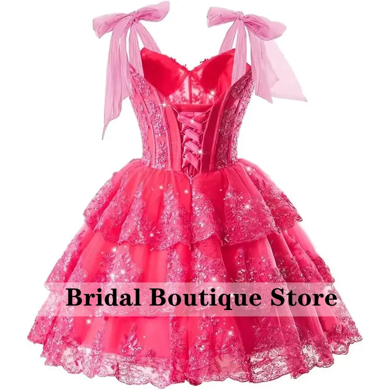 Customized Sparkly Lace Applique Sequin Homecoming Dresses for Teens Short Bow Straps Corset Tiered Tulle Partty Cocktail Gowns
Customized Sparkly Lace Applique Sequin Homecoming Dresses for Teens Short Bow Straps Corset Tiered Tulle Partty Cocktail Gowns