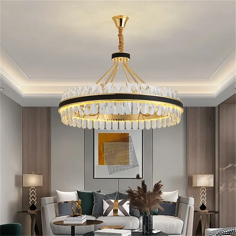 Chandelier Crystal Pendant Lamp Postmodern Home Leather Round Light Fixture for Living Dining Room
Chandelier Crystal Pendant Lamp Postmodern Home Leather Round Light Fixture for Living Dining Room