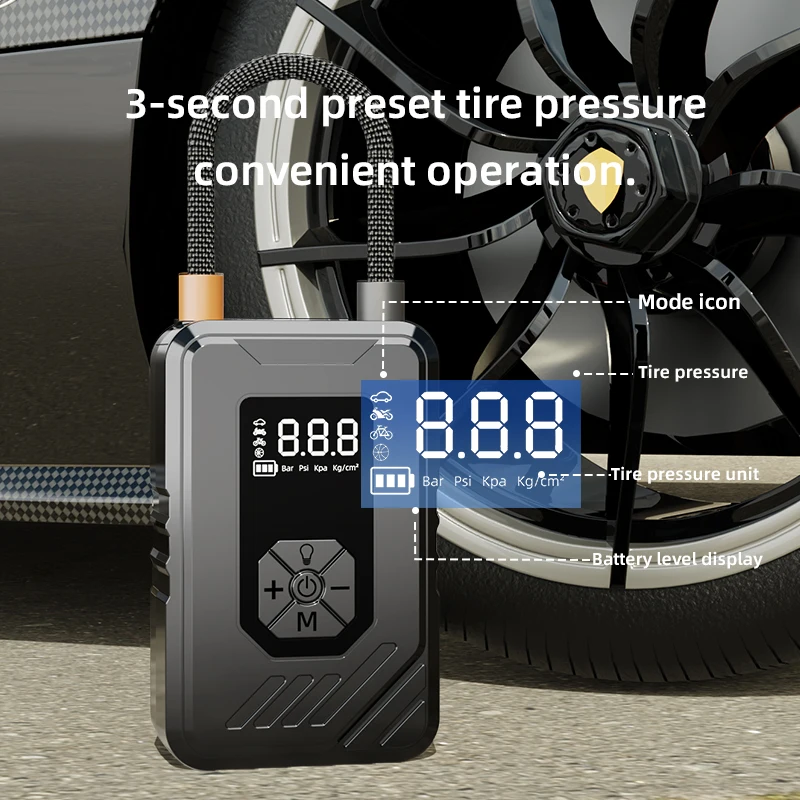 Portable Air Compressor Mini Car Air Pump Cordless Car Tyre Inflator Electric Air Pump for Car Motorcycle Bicycle Ball
Portable Air Compressor Mini Car Air Pump Cordless Car Tyre Inflator Electric Air Pump for Car Motorcycle Bicycle Ball