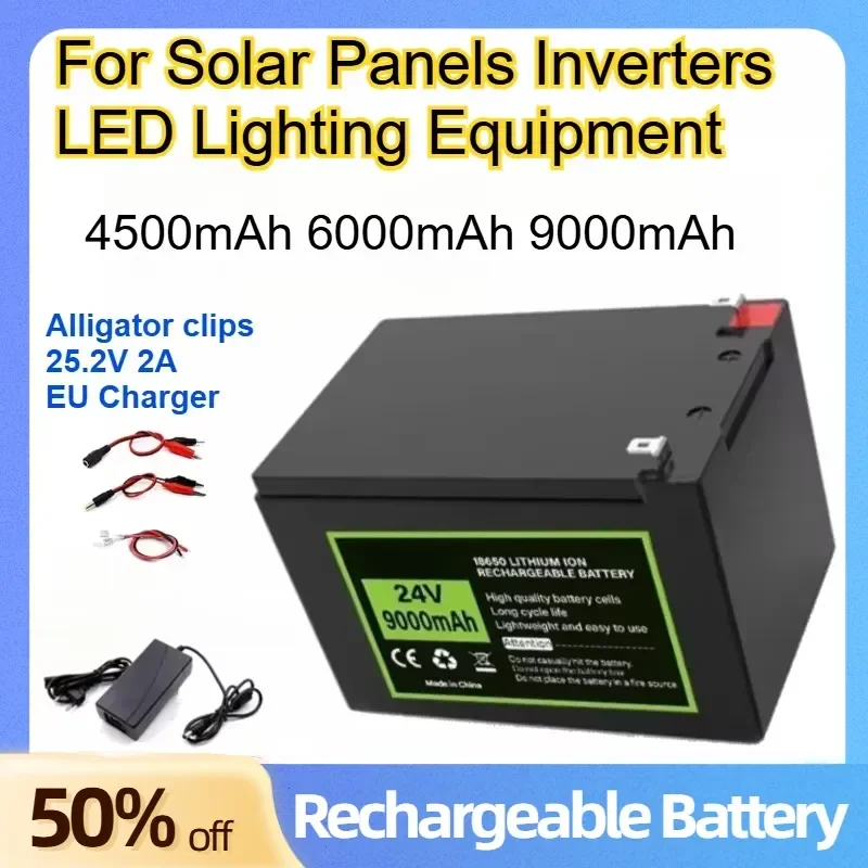 18650 Lithium-ion Battery 24V 9000mAh for Solar Panels Inverters LED Lighting Equipment Rechargeable Batteries +25.2V 2A
18650 Lithium-ion Battery 24V 9000mAh for Solar Panels Inverters LED Lighting Equipment Rechargeable Batteries +25.2V 2A
