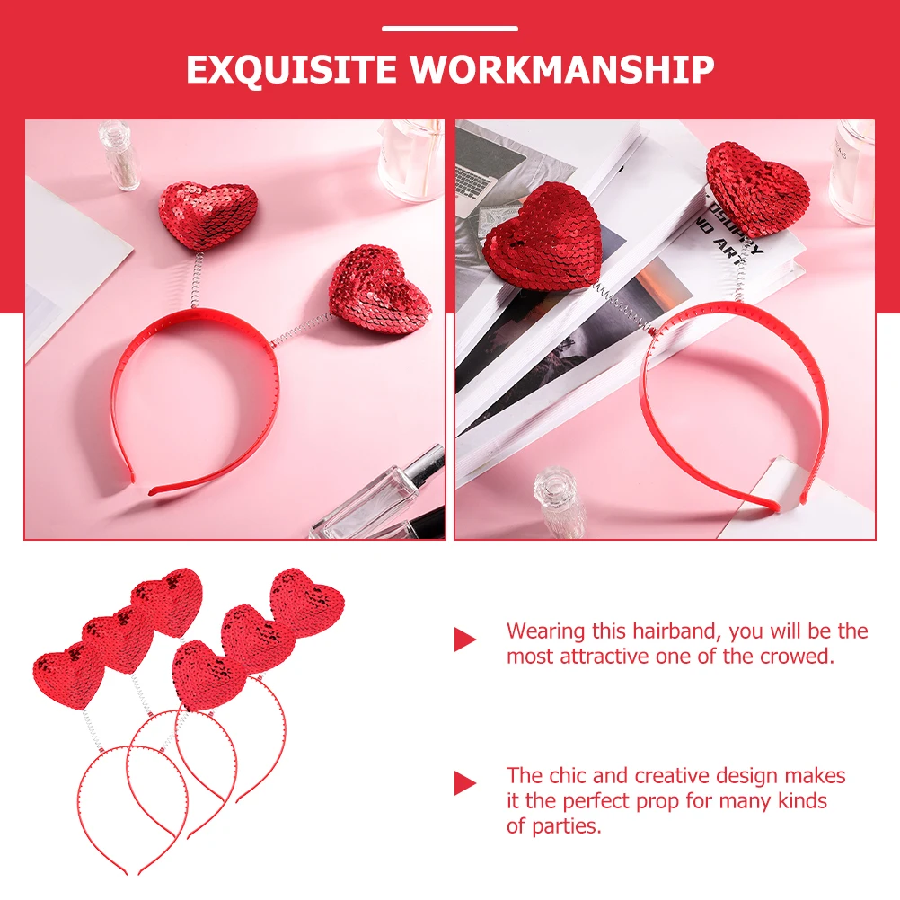 3Pcs Sequins Heart Headband Attractive Love Wedding Party Headdress Durable Decorative Hair Accessory
3Pcs Sequins Heart Headband Attractive Love Wedding Party Headdress Durable Decorative Hair Accessory